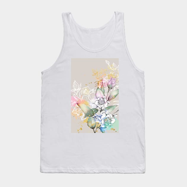 Magnolia Gold Flowers Celestes Studio© Tank Top by CelestesStudio